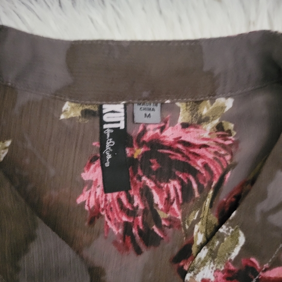 kut from the kloth jasmine taupe floral blouse size medium - Picture 7 of 9
